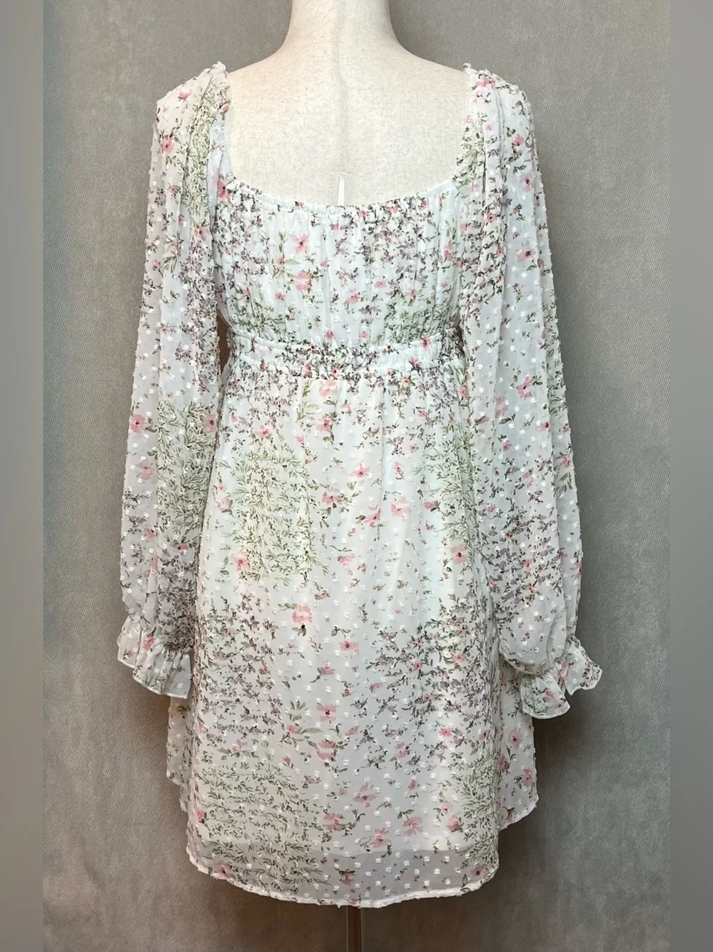 Thirty Thirty LA Floral Swiss Dot Babydoll Dress large